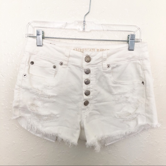 white jean shorts american eagle